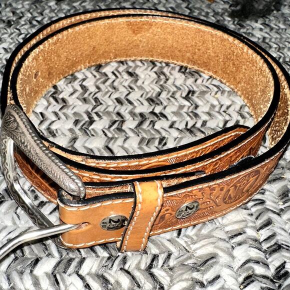 Jack Daniels Mens Size 30 Old No 7 Embossed 1179JD Brown Full Grain Leather Belt - Picture 1 of 10